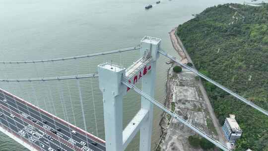 东莞虎门大桥航拍广东珠江河流风景高速桥梁