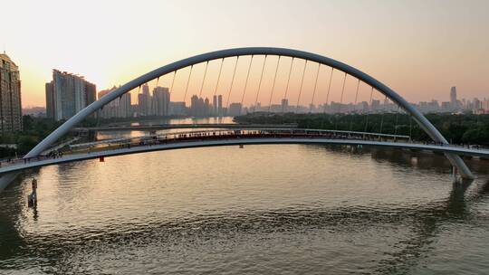 广州海心桥航拍视频素材模板下载
