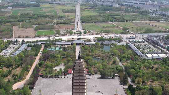 航拍云南大理崇圣寺三塔文化旅游区