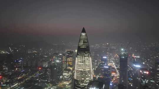 深圳南山华润大厦夜景航拍