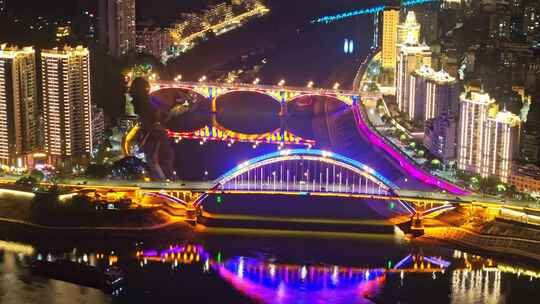 梧州河东城区夜景航拍视频素材