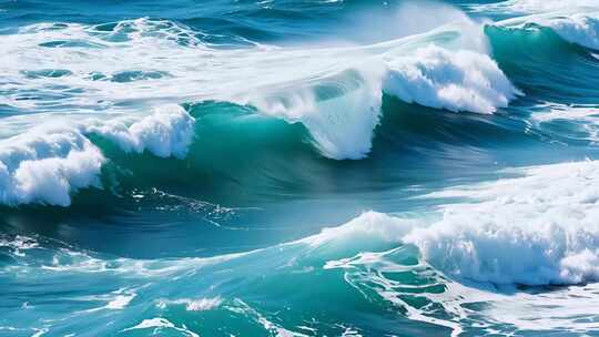 大海海浪翻滚景象