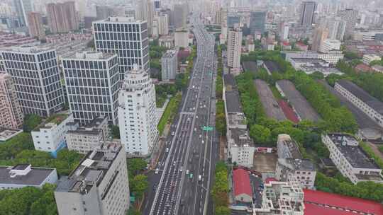 上海市杨浦区邯郸路航拍大柏树立交桥城市风