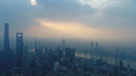 上海陆家嘴航拍夜景