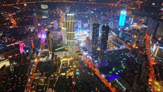 中国江苏无锡城市夜景航拍