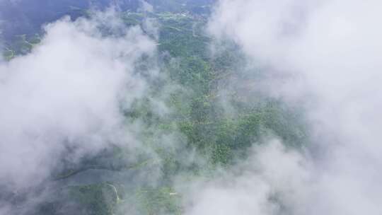 航拍云雾青山山林森林