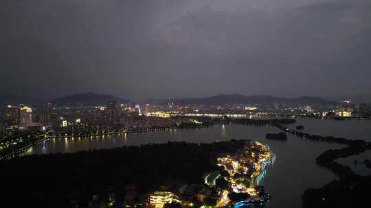 广东肇庆星湖国际湿地公园岩前村夜景