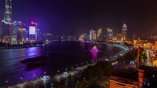 上海外滩陆家嘴夜景俯瞰