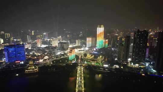 广西南宁城市夜景灯光交通航拍