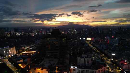 广西玉林城市风光玉林夜景航拍