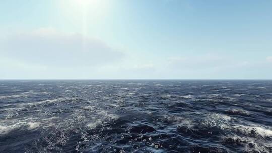 巨大的3D海洋在阳光下轻轻地荡漾