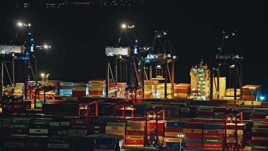盐田港夜景港口货运码头贸易物流C0095