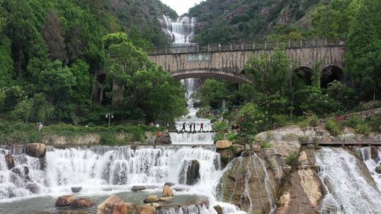 台州天台山景区天台山大瀑布一镜到底大水量