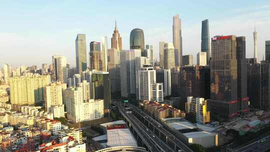 中国广东省广州市市区CBD摩天高楼建筑区视频素材模板下载