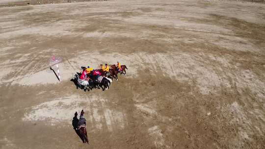 航拍新疆南疆塔县春节人文叼羊比赛视频素材模板下载
