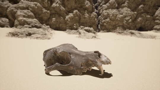 躺在沙滩上的动物头骨