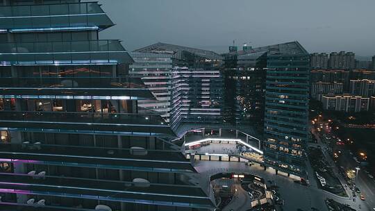 航拍W酒店城市夜景视频素材模板下载