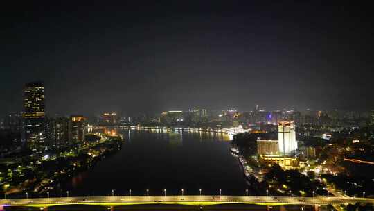 航拍惠州城市夜景灯光