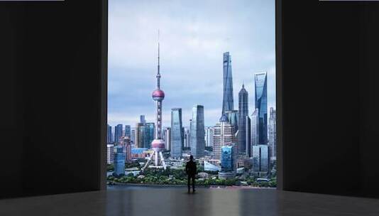 成功商务人士开门转场