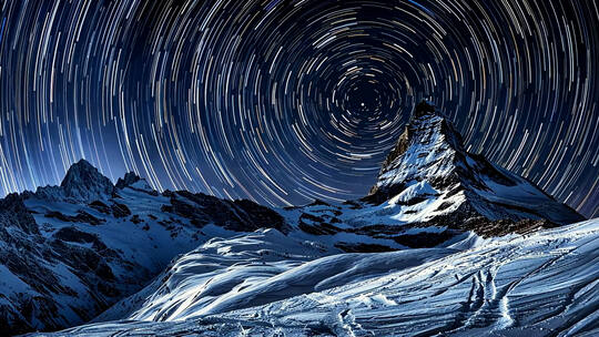 星空星轨延时北极光雪山灯塔城市沙漠