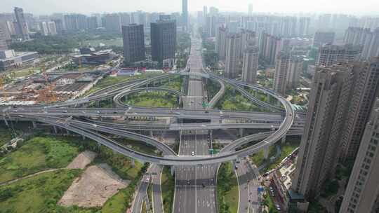江西赣州城市高架桥交通航拍