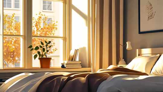 静谧室内卧室阳光 温暖治愈系唯美安静房间