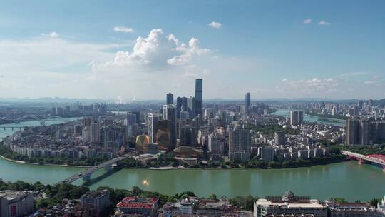 航拍广西柳州城市景观全景 4k