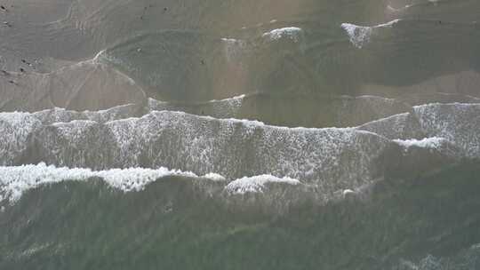 大海沙滩海浪航拍