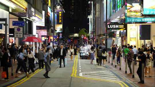 香港街头行人街道人流步行街人群人来人往