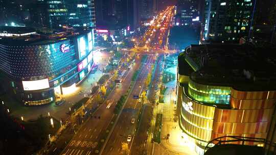杭州下沙城市夜景车流延时摄影