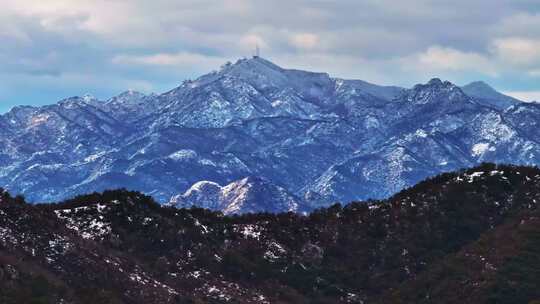 航拍山东威海文登昆嵛山雪后山野景观合集