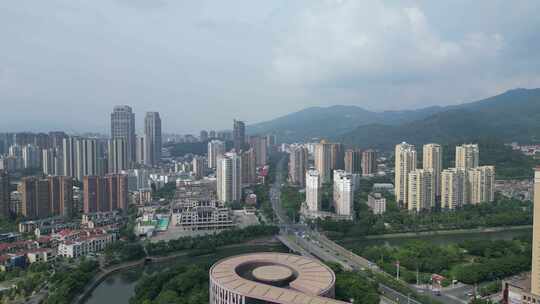 航拍福建莆田城市建设荔城中大道