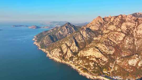 青岛崂山青岛秋景青岛环海路航拍