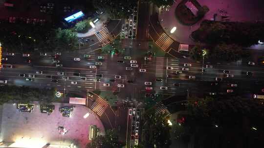 河北邯郸城市高楼建筑夜景交通航拍