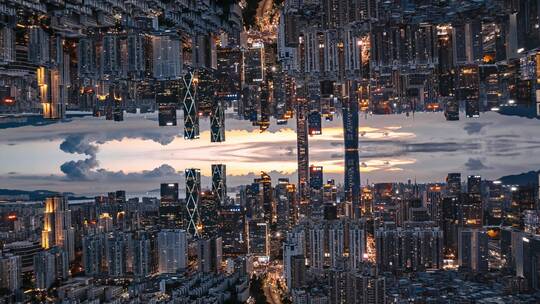 深圳城市盗梦空间镜像空镜视频