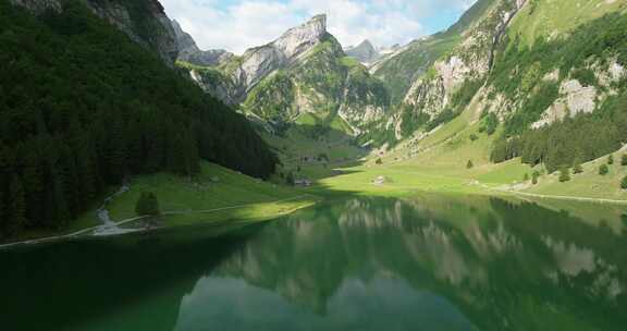 湖，Seealpsee，山脉，Alten