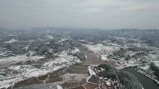 南方农田冬天雪景