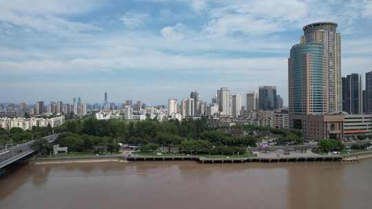 宁波奉化江两岸高楼建筑航拍