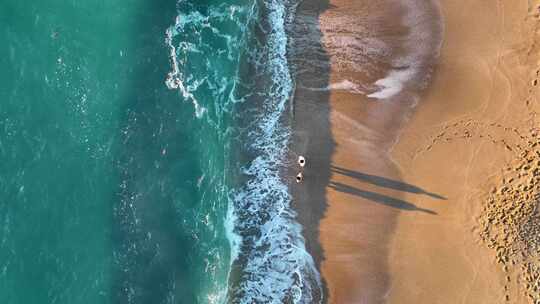 海滩上拍打的海浪视频素材模板下载