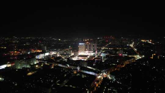 河南漯河城市大景夜景灯光航拍