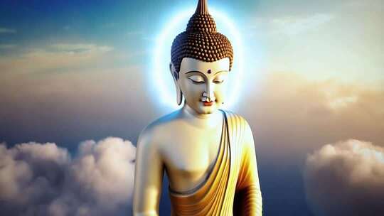 云端佛像光影素材