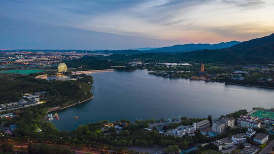 雁栖湖夜景航拍延时视频