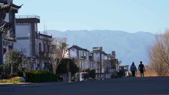 云南旅游大理洱海边村庄民宿街景