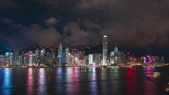 香港维多利亚港夜景灯光秀延时视频素材模板下载