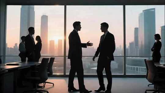 商务人士握手合作成功