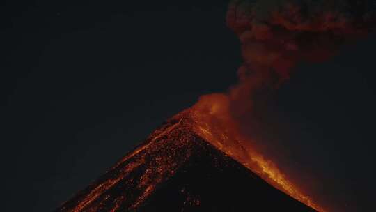 黑夜中爆发的活火山