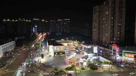 航拍四川自贡南悦里夜景