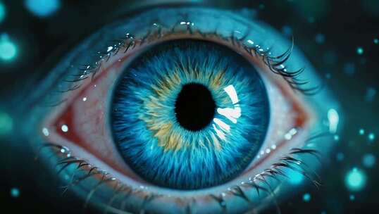 蓝色眼睛微距特写