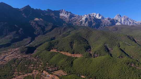 云南丽江玉龙雪山航拍景观