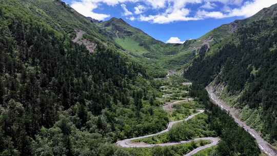 航拍四川独库公路宝康线高山森林风光